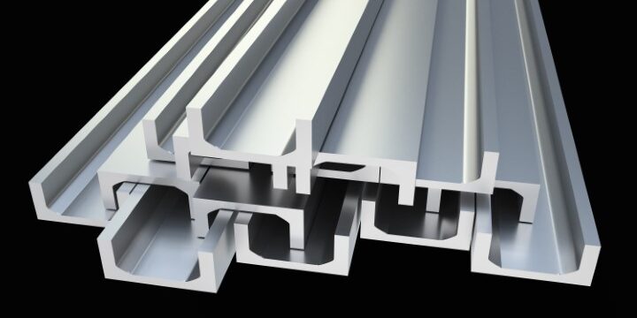 Steel metal profiles in u-bar shape – industry concept